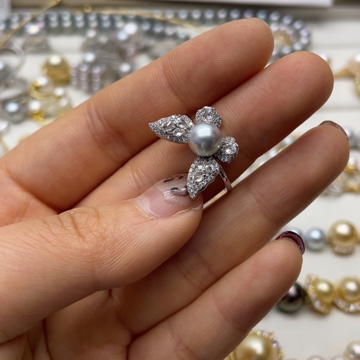 海水珍珠戒指银S925镶嵌