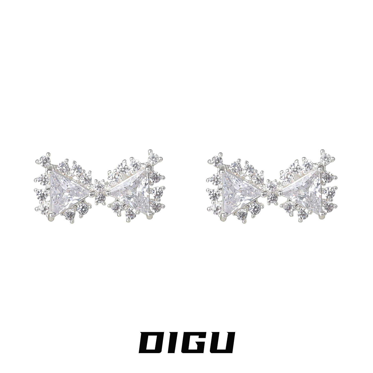 嘀咕家 铜合金合成锆石耳饰 轻奢蝴蝶结耳环女耳骨夹独特耳钉耳饰