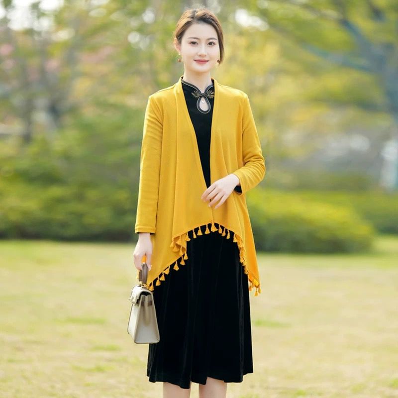喜婆婆披肩婚礼妈妈长袖上衣披风时尚中老年女春秋季休闲开衫外套
