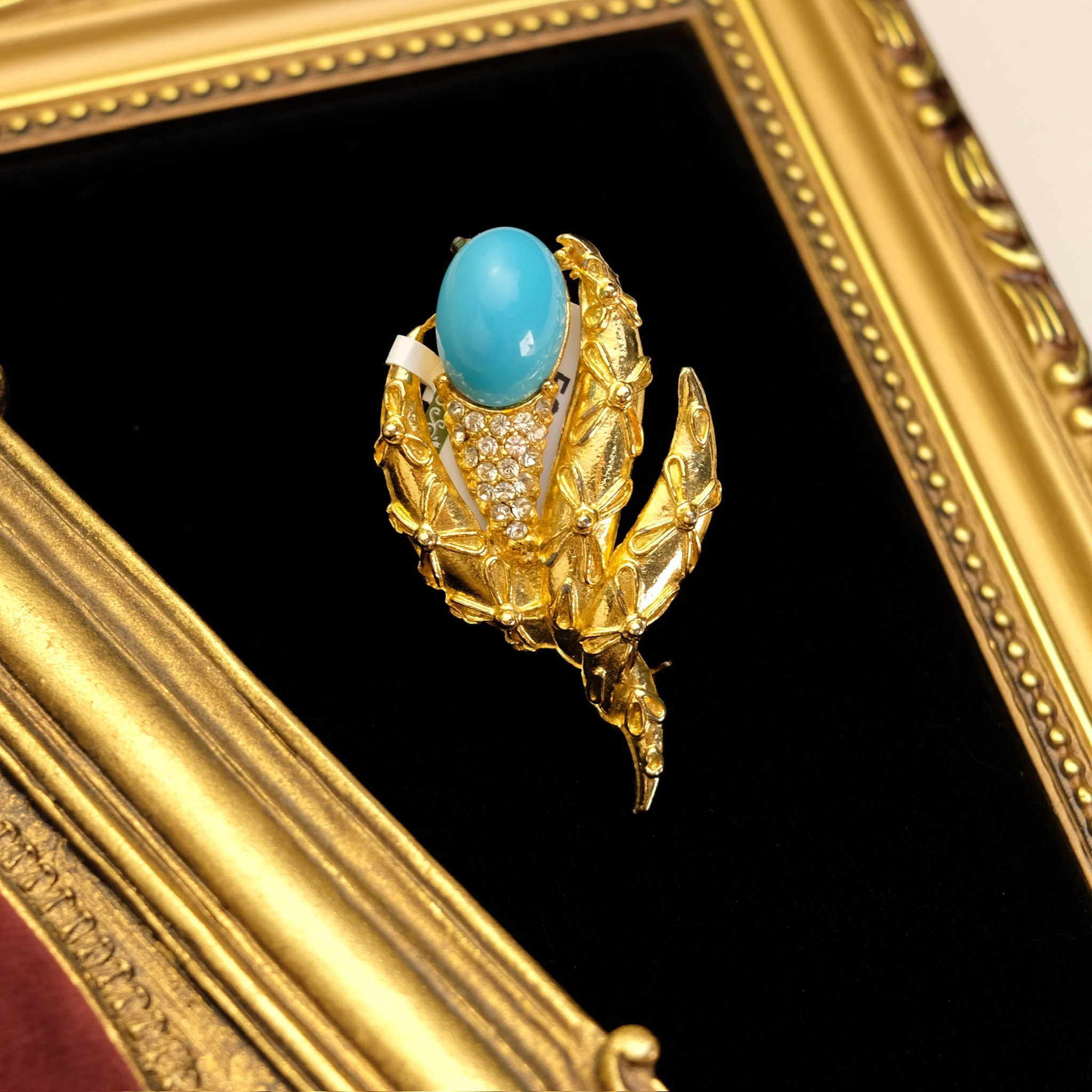 合金树脂胸针 美产 金色 孤品中古胸针