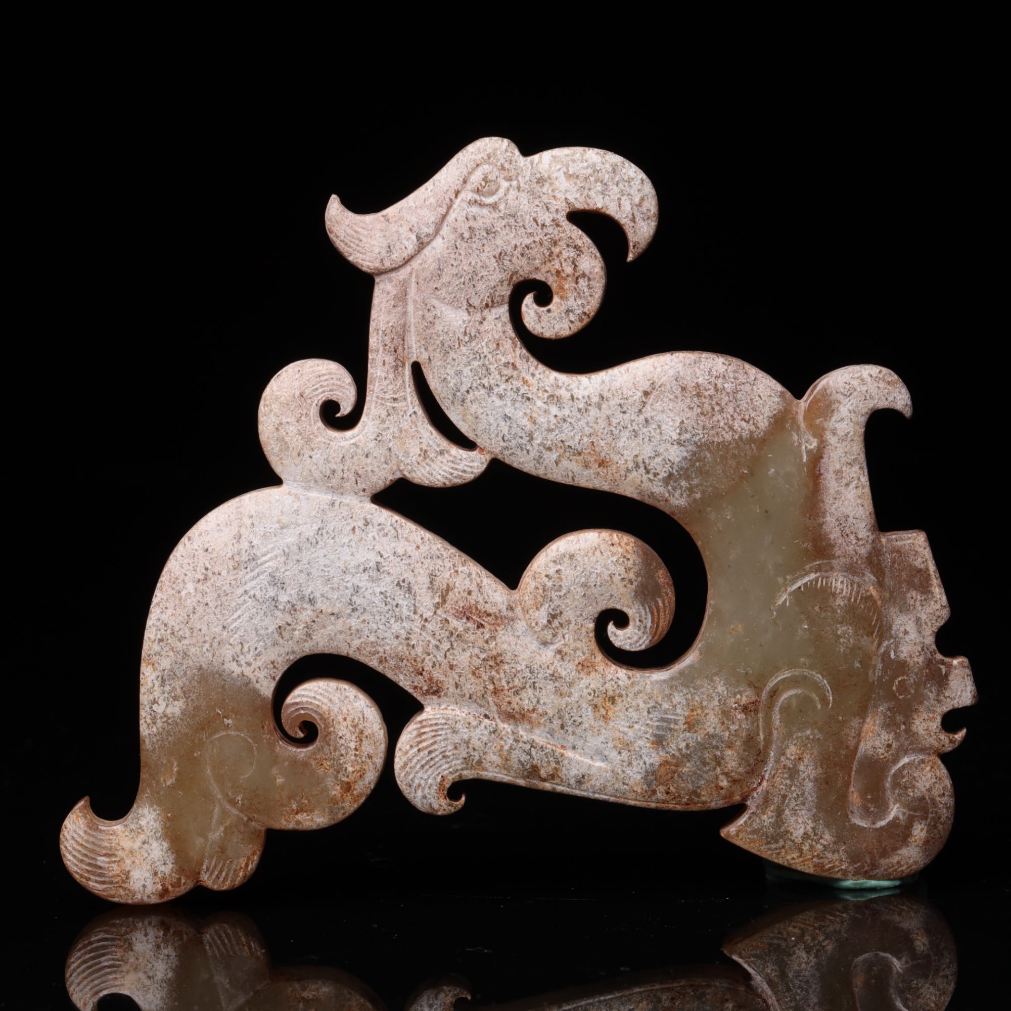 明代和田玉凤鸟佩