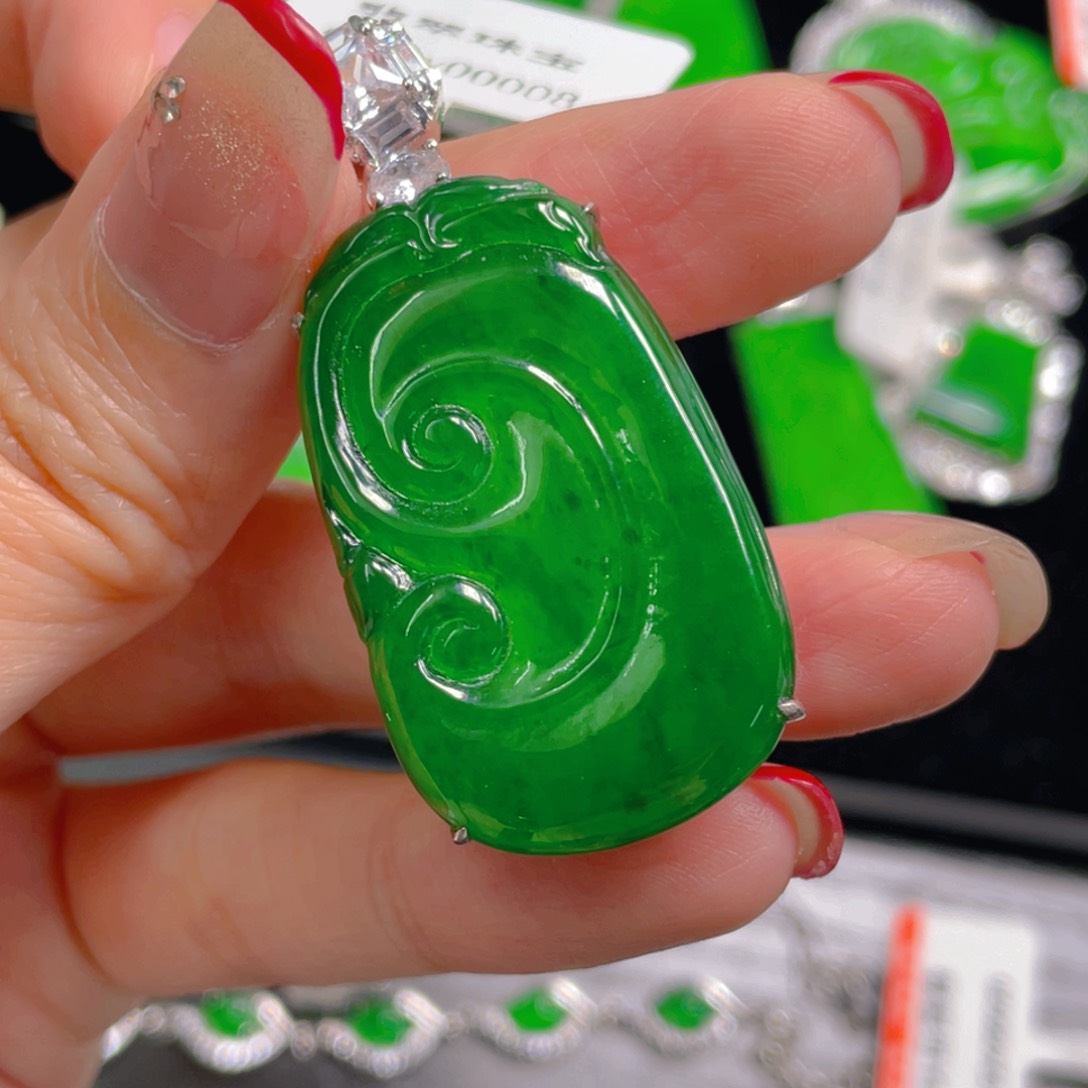 翡翠银S925镶嵌吊坠(不含链)