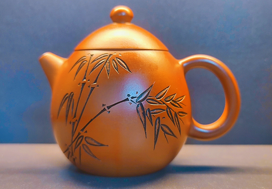 景德镇【纯手工手绘】紫砂龙蛋竹子ZS027