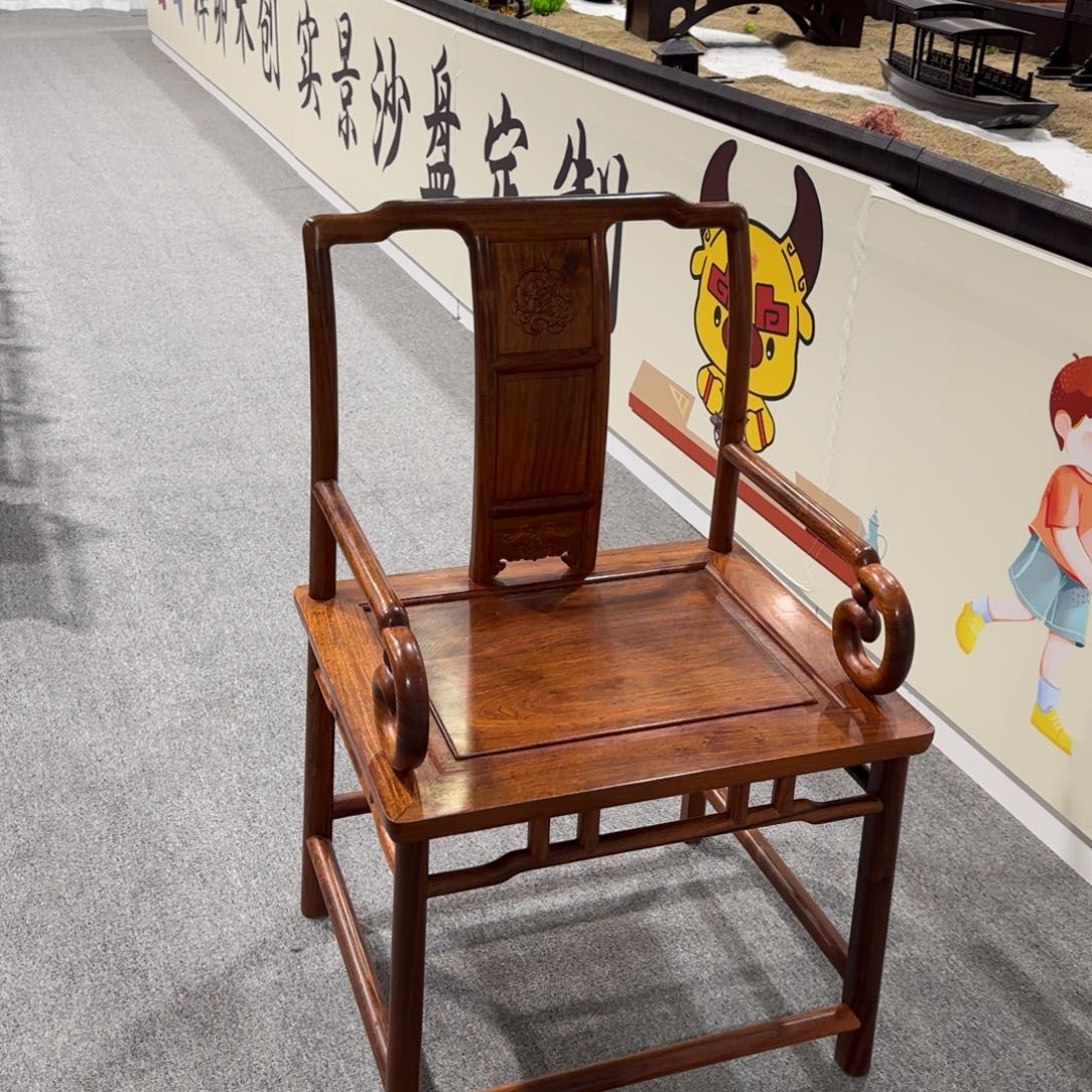 书柜紫檀木类缅花官帽椅