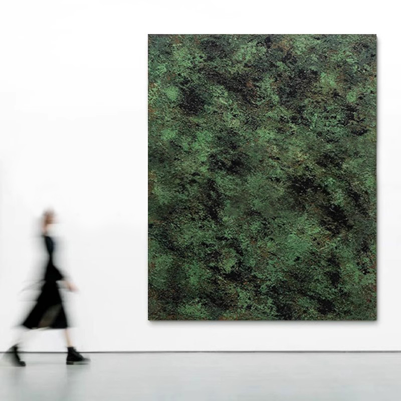 FLD.手绘油画《立青》现代装饰画客厅背景绿色落地画玄关挂画