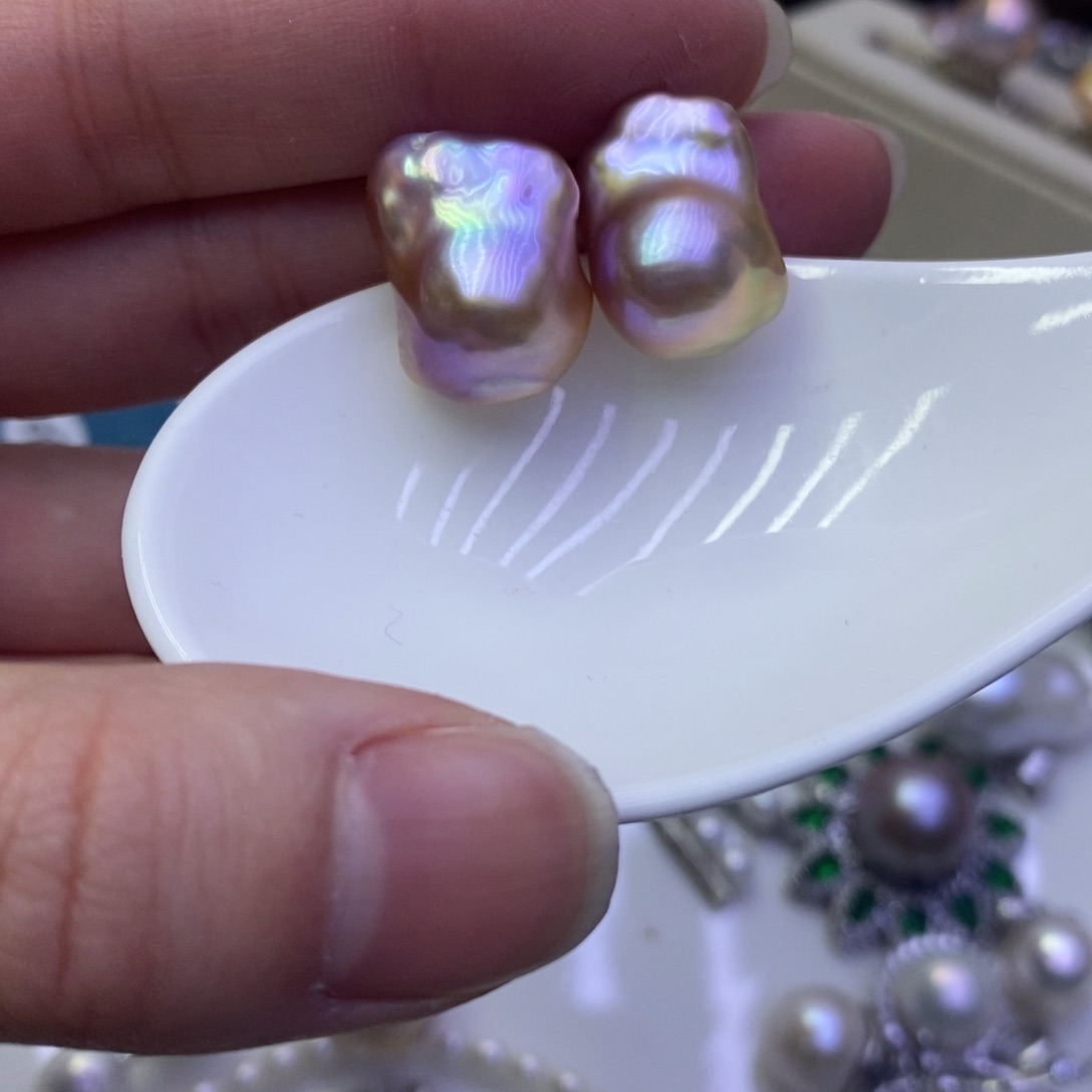 淡水珍珠耳饰银S925镶嵌