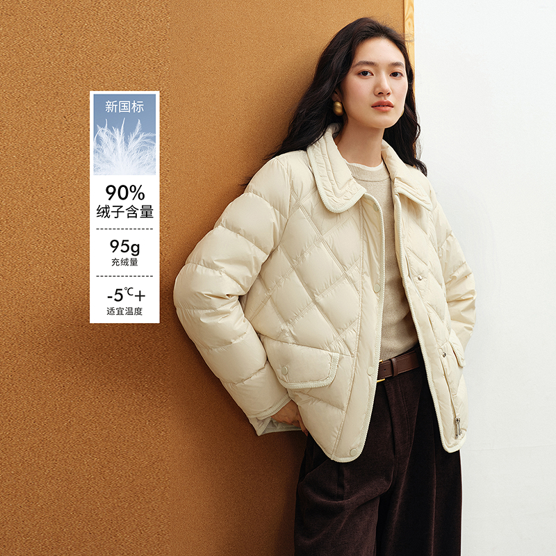 衣香丽影【9月26日新品】小香风轻薄羽绒服女短款小个子娃娃领外套