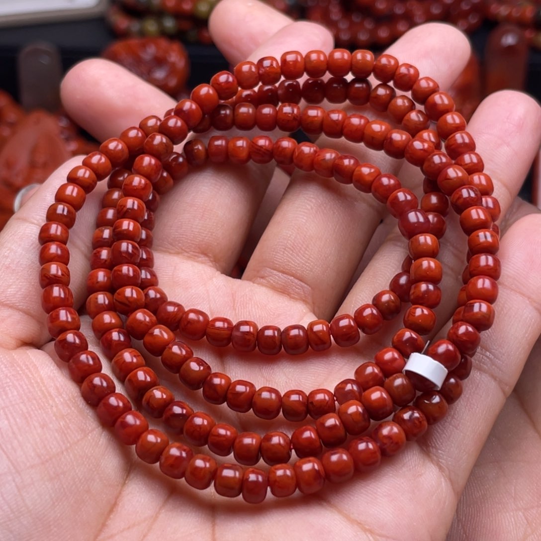 南红玛瑙珠宝奇石未镶嵌简*多圈5mm