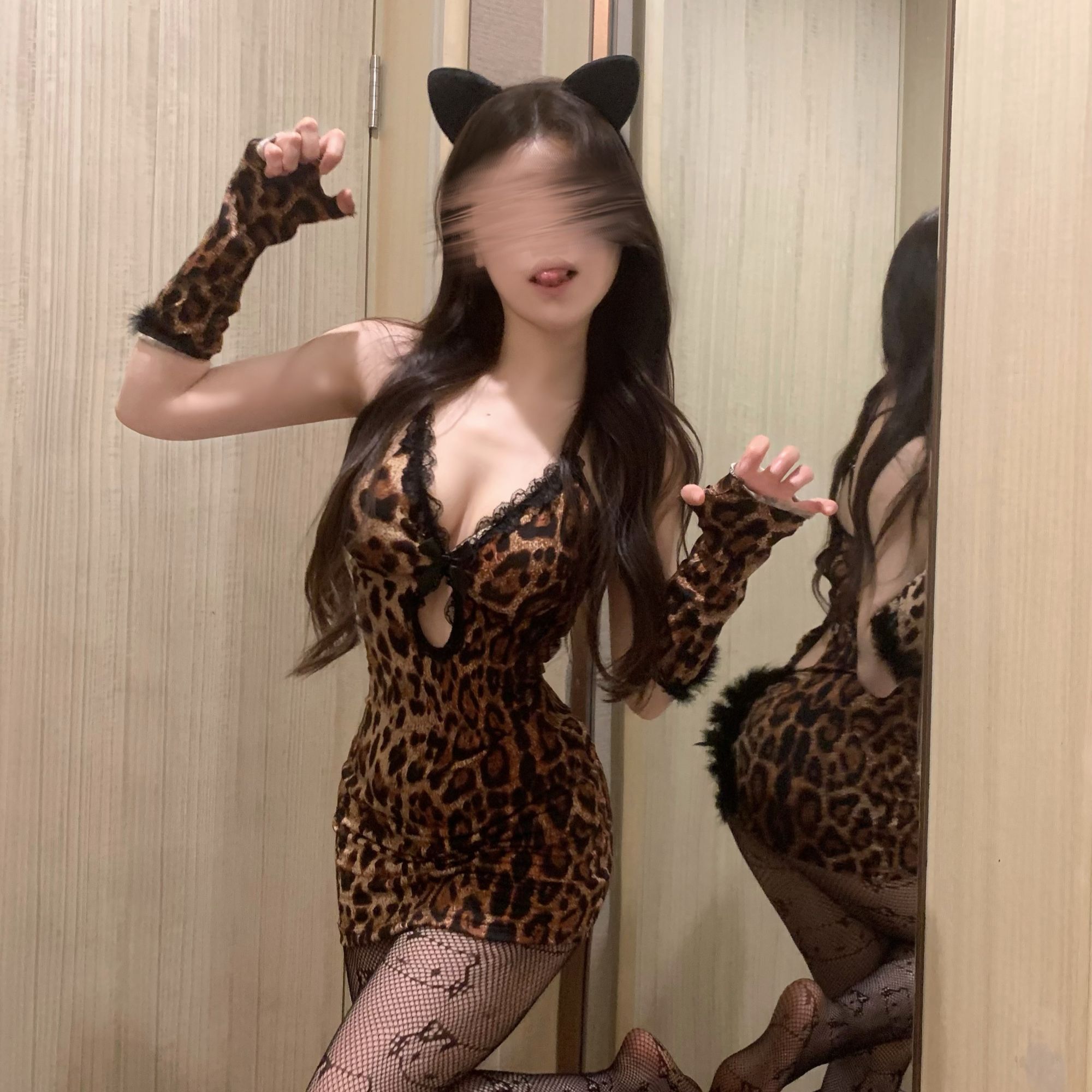 Mischievous Muse纯欲风可爱豹纹套装辣妹性感显瘦修身