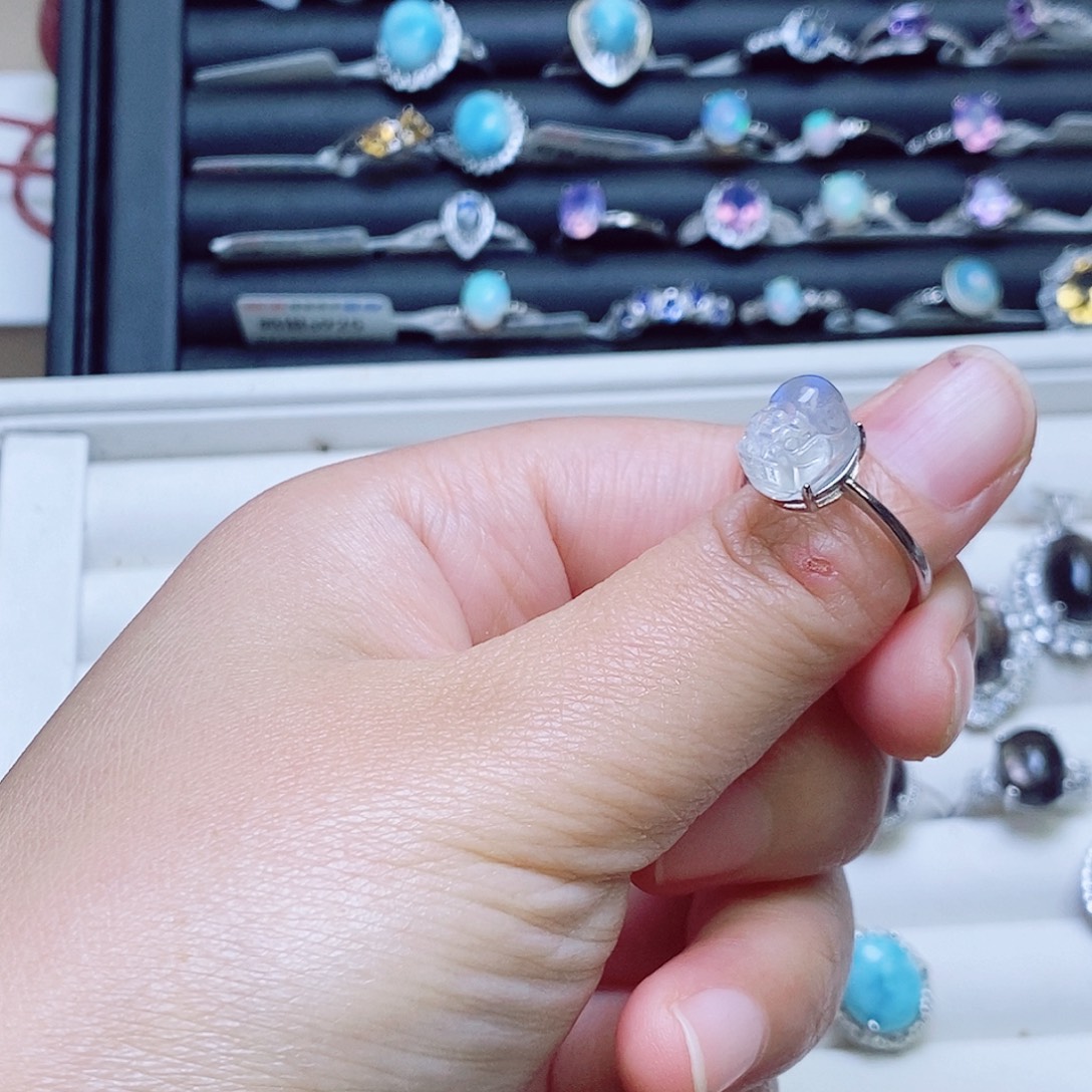 银S925镶嵌戒指月光石