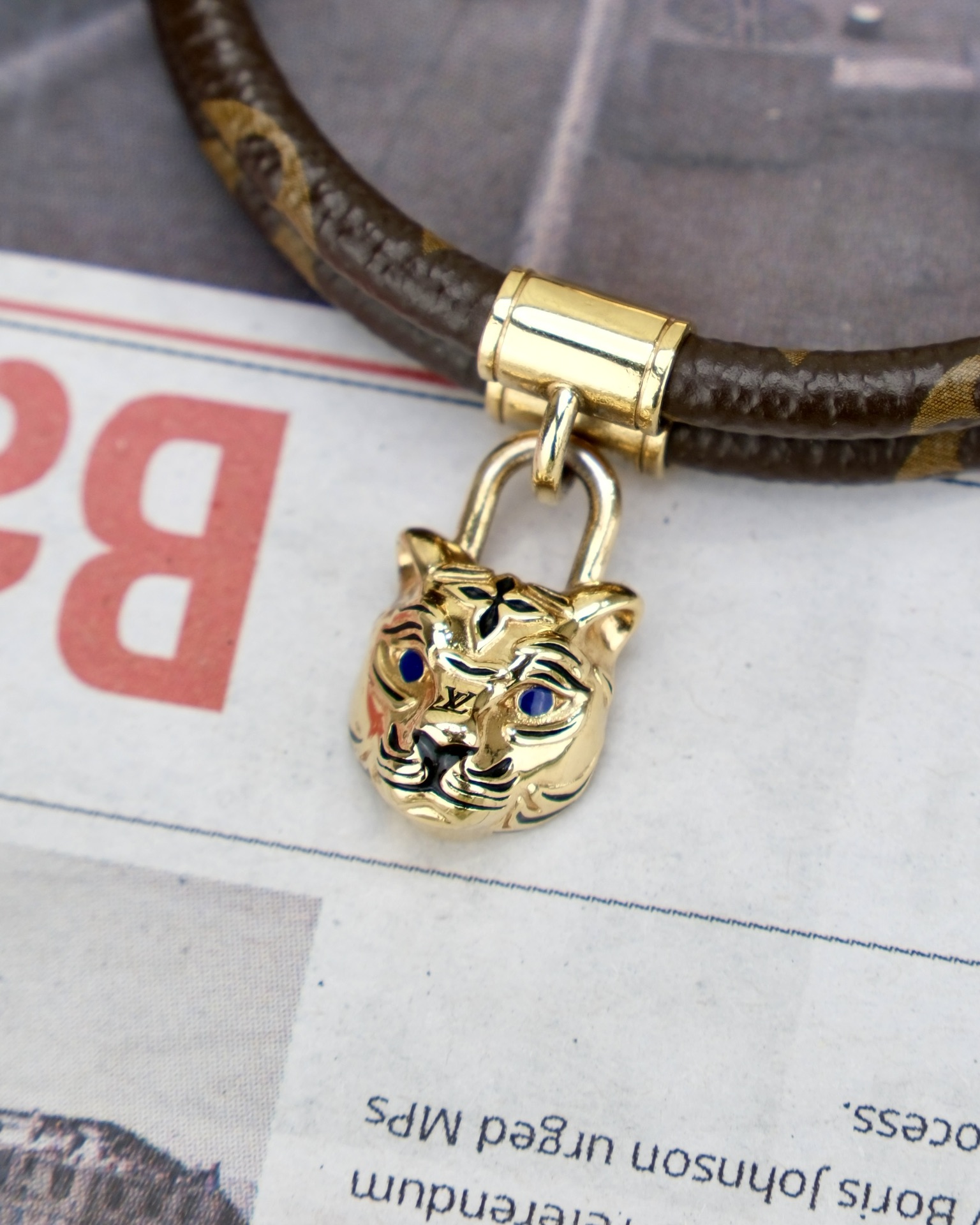 99新 LouisVuitton/路易威登 嘉壹(N1649) MY LV TIGER虎手鐲棕色