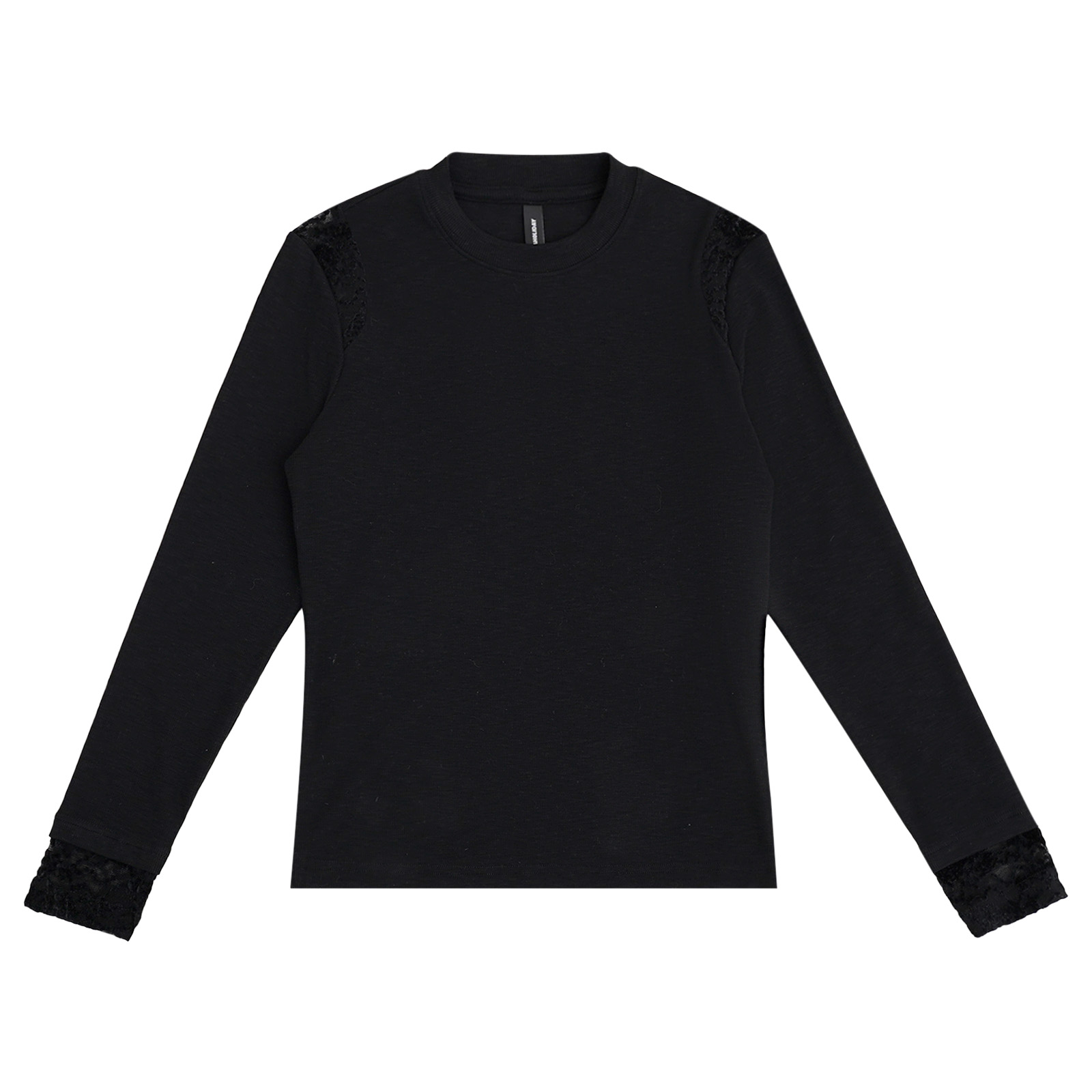 GGAHOLIDAY时尚舒适简约休闲拼接百搭黑色长袖T恤打底衫-161093
