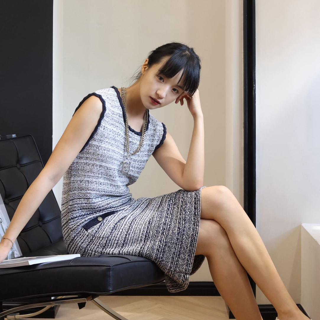 99新 Chanel/香奈儿 渐变色针织无袖连衣裙
