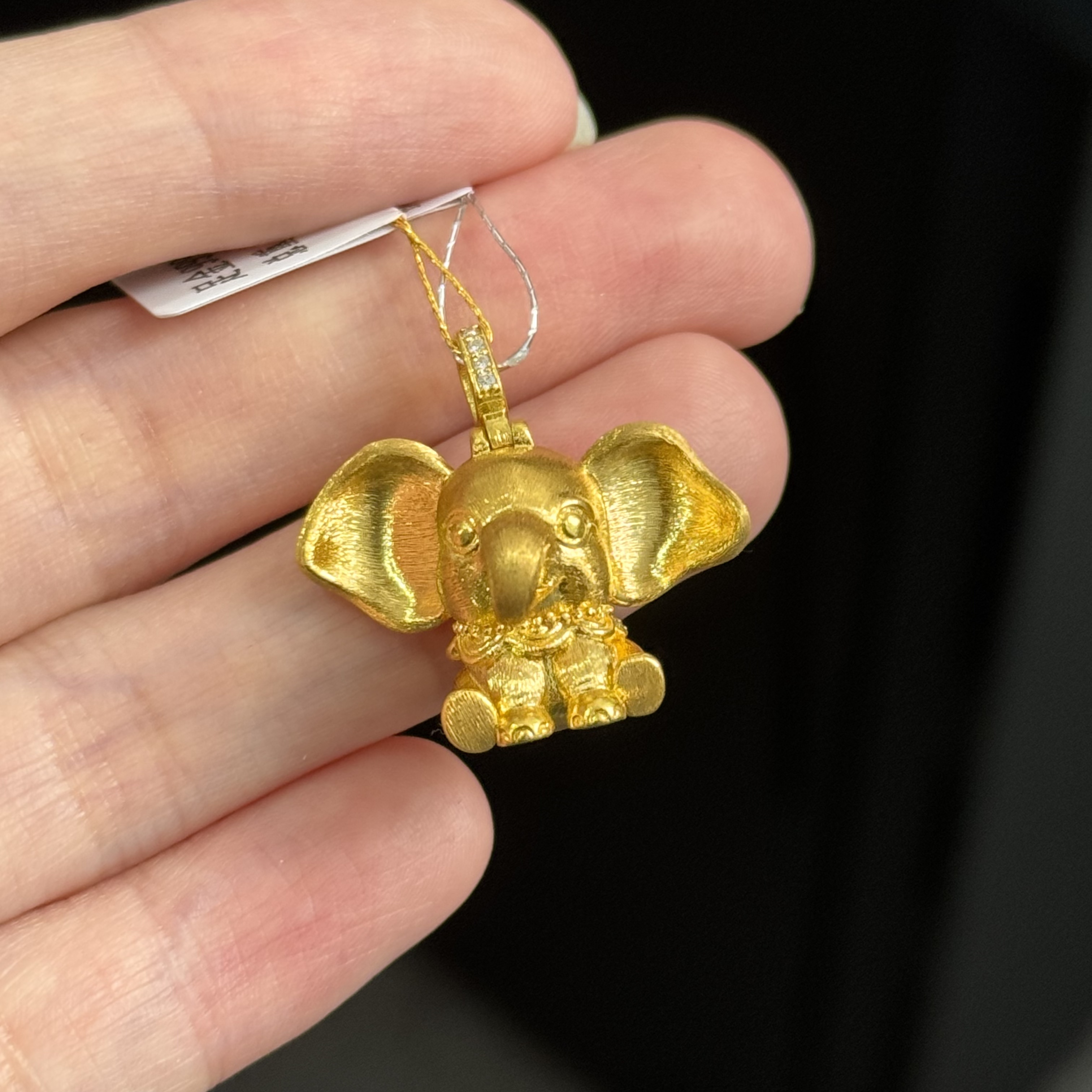 拉丝大耳象吊坠 足金999