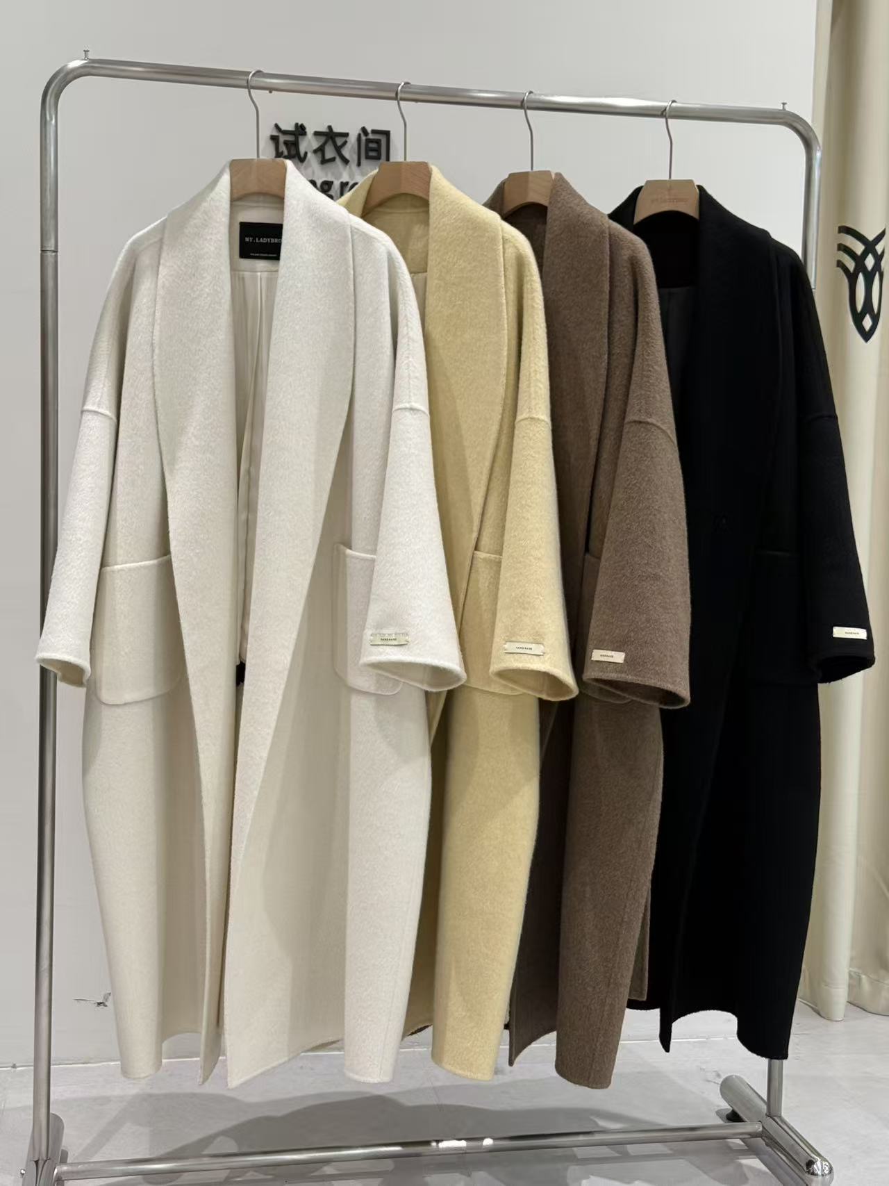 【云朵】系带浴袍款时尚气质秋冬白色斗篷大衣