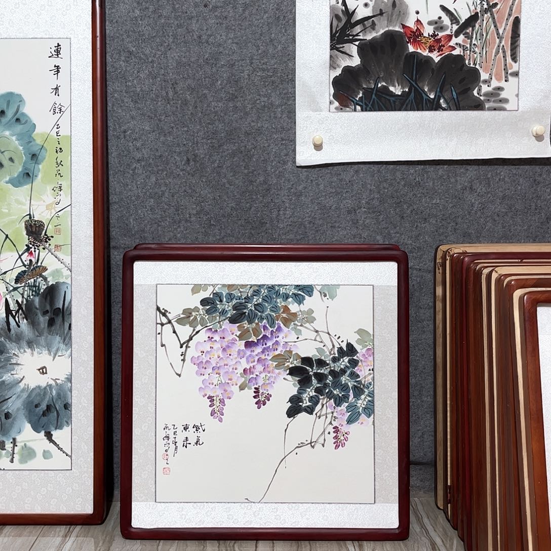 国画书画作品带框63×63