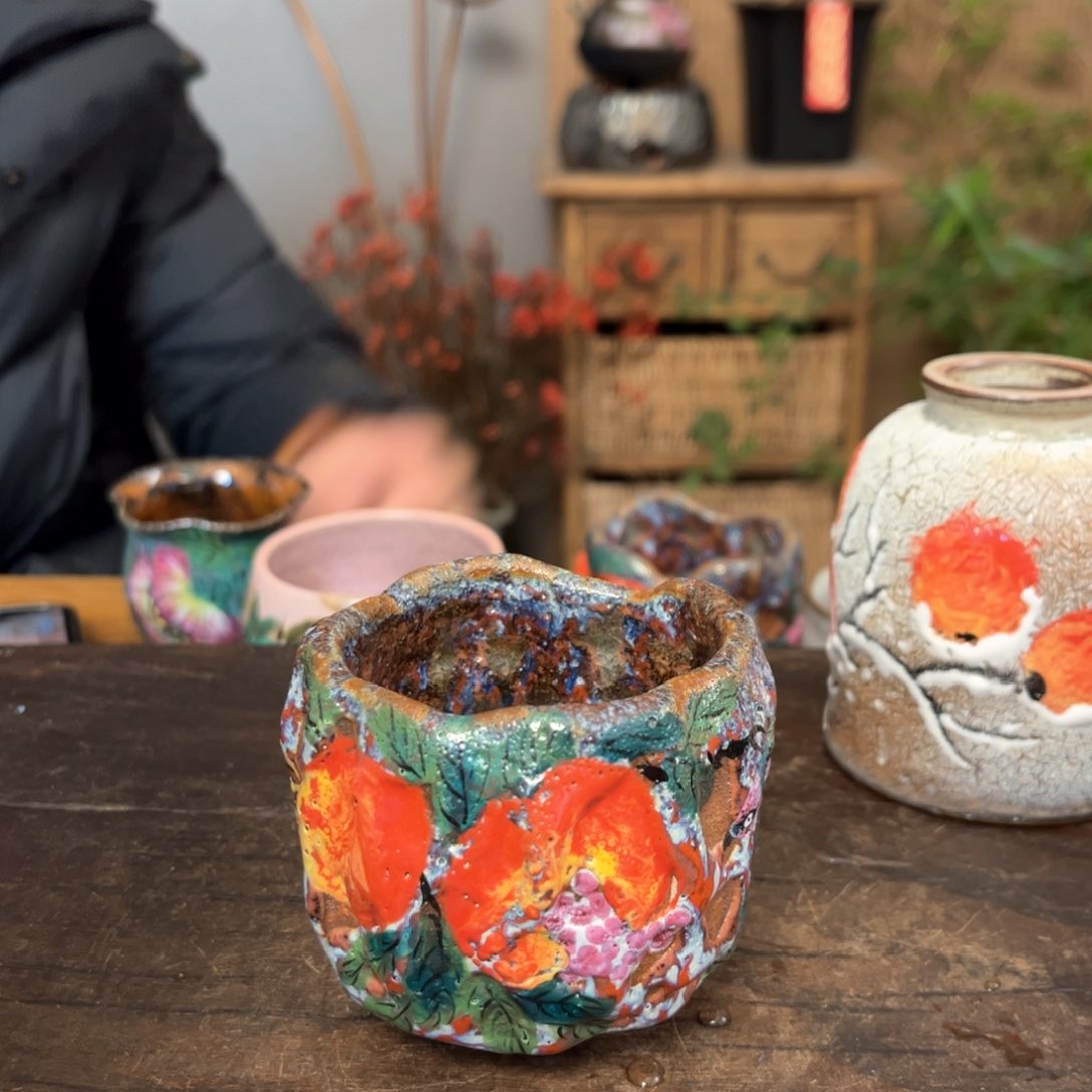 杯景德镇柴烧手绘被