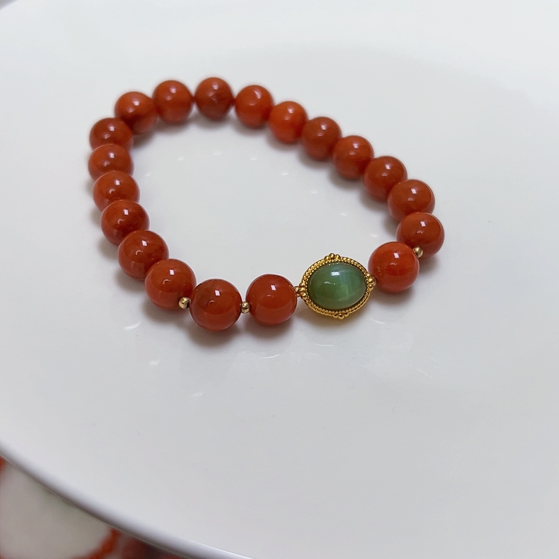 南红玛瑙颈饰18K金镶嵌