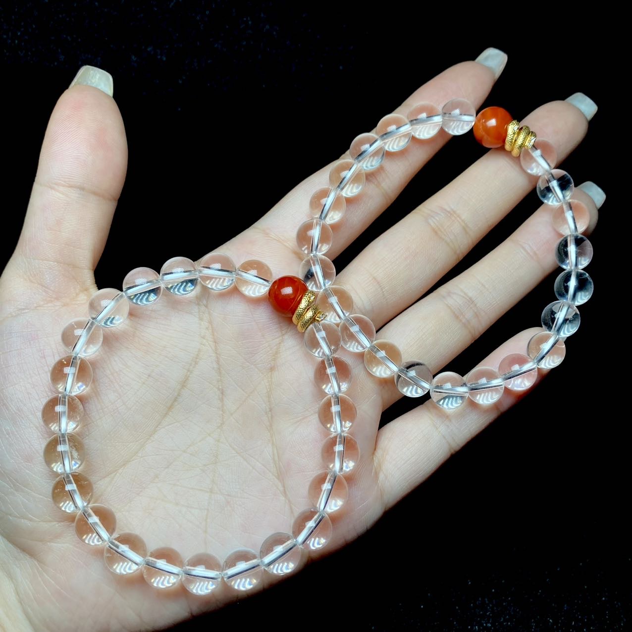 【云上好物】12 DS52975-白水晶DIY单圈手串-多样性发其一7.5mm（JG）