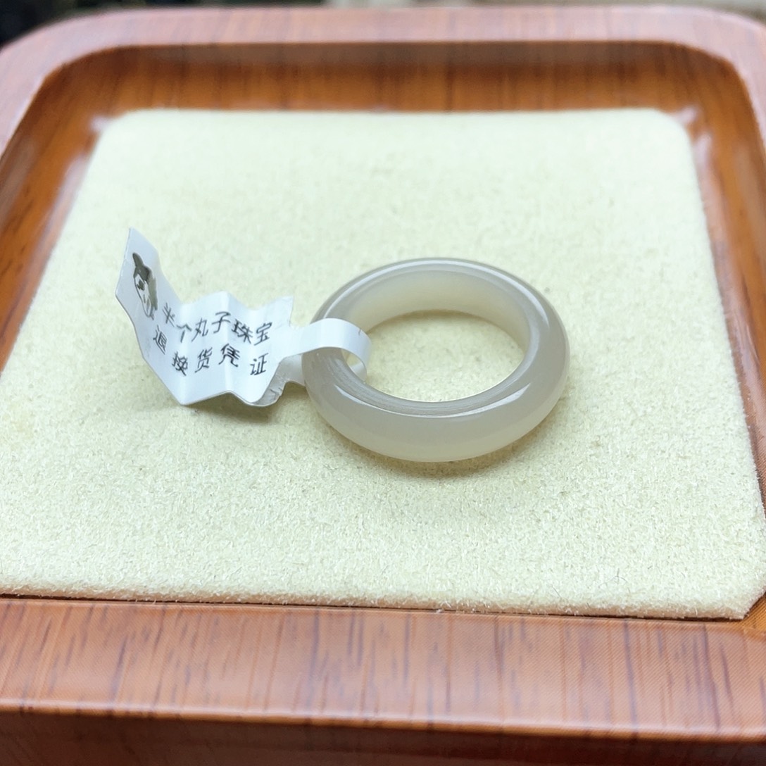 和田玉戒指未镶嵌藕粉圆条16号