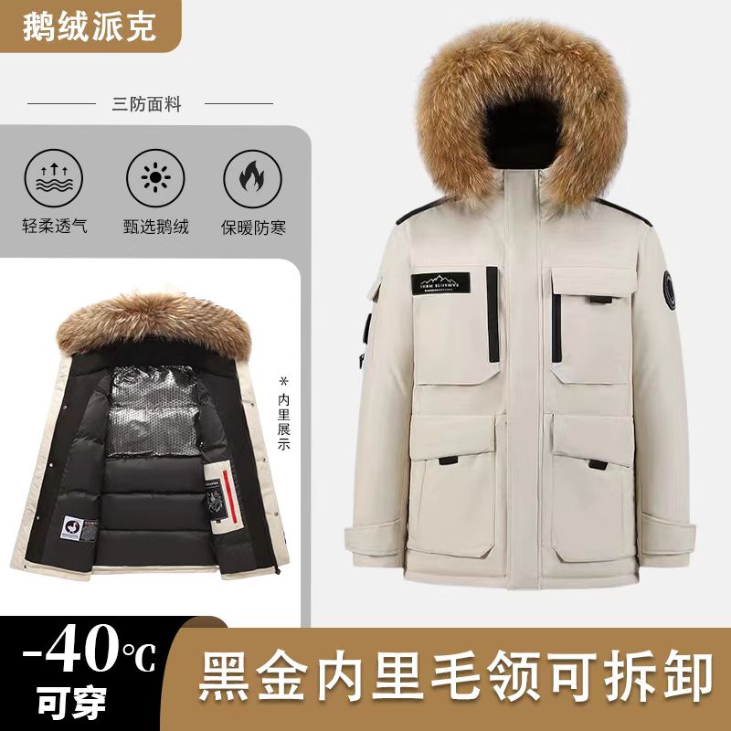 【极寒鹅绒】F冬季男女同款时尚气质百搭加厚保暖毛领外套
