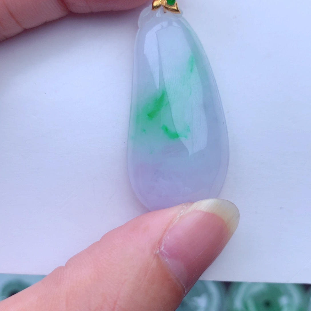 翡翠吊坠(不含链)18K金镶嵌