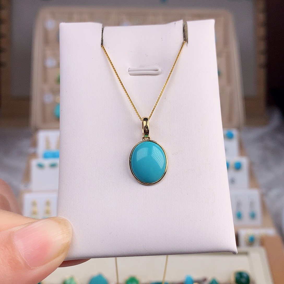 绿松石耳饰18K金镶嵌