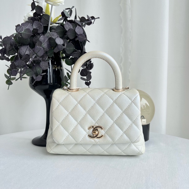 95新 Chanel/香奈儿 白金人鱼姬cocohandle mini手提包 31开带卡