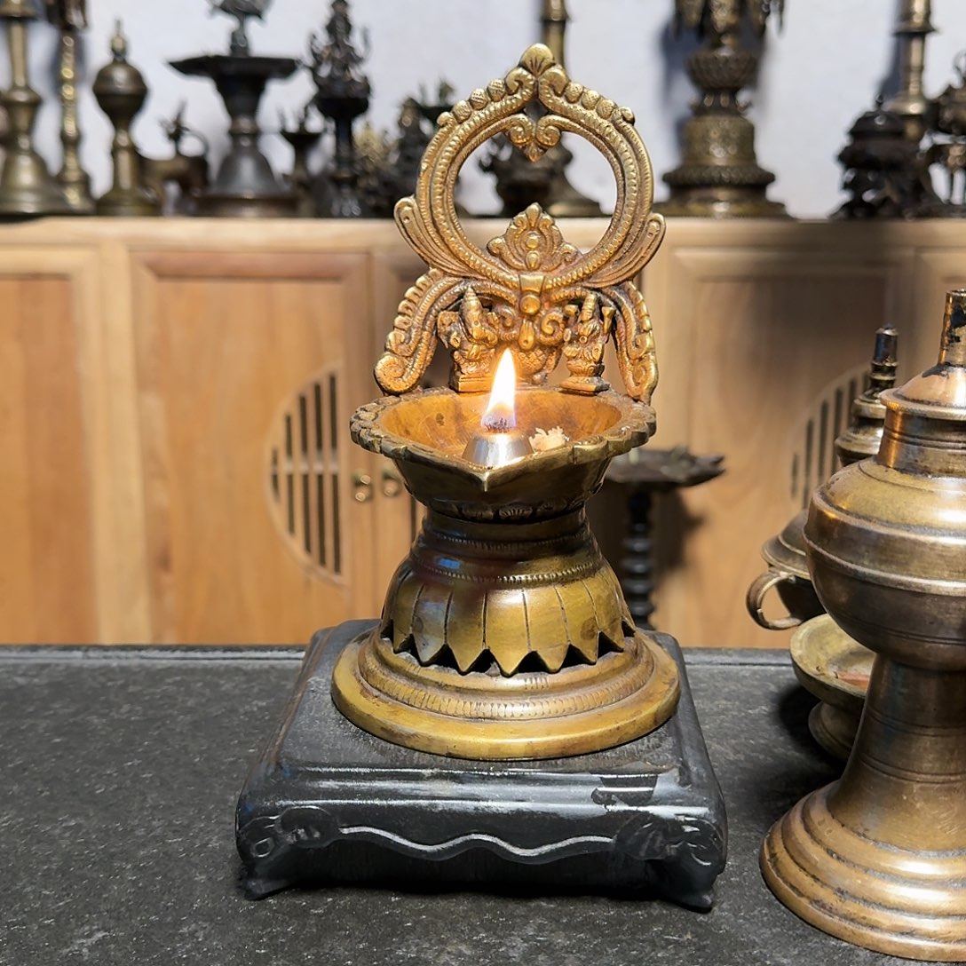 用***1银S925尼泊尔老铜灯象神灯