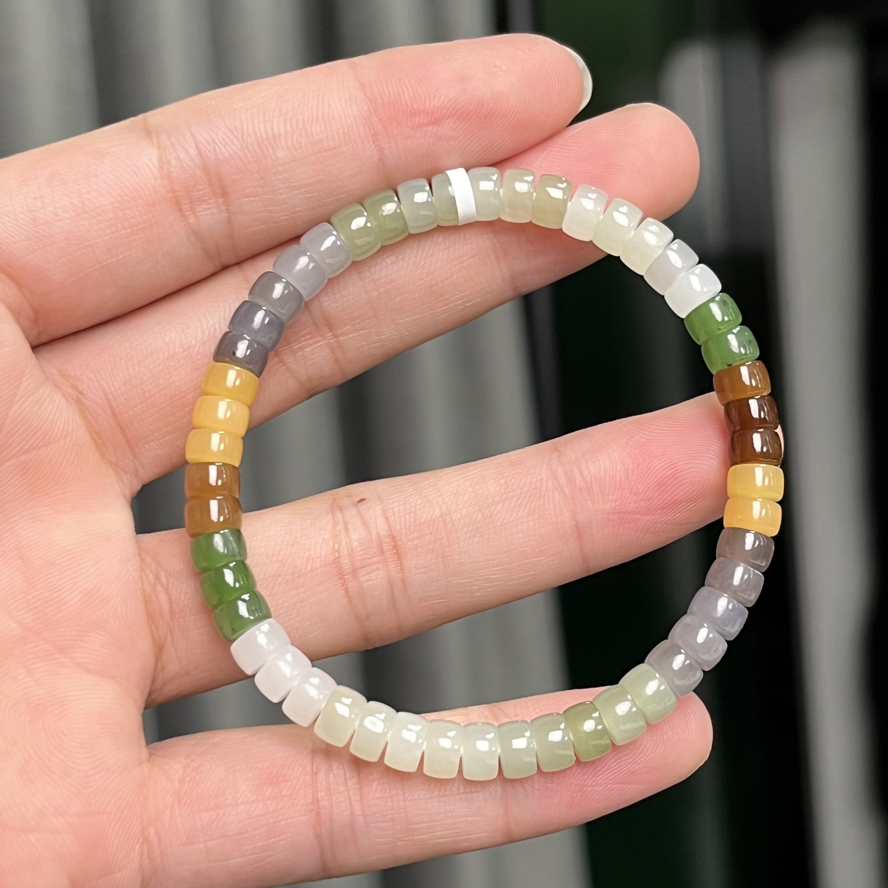 约6mm和田玉多宝药片归圆单圈手串