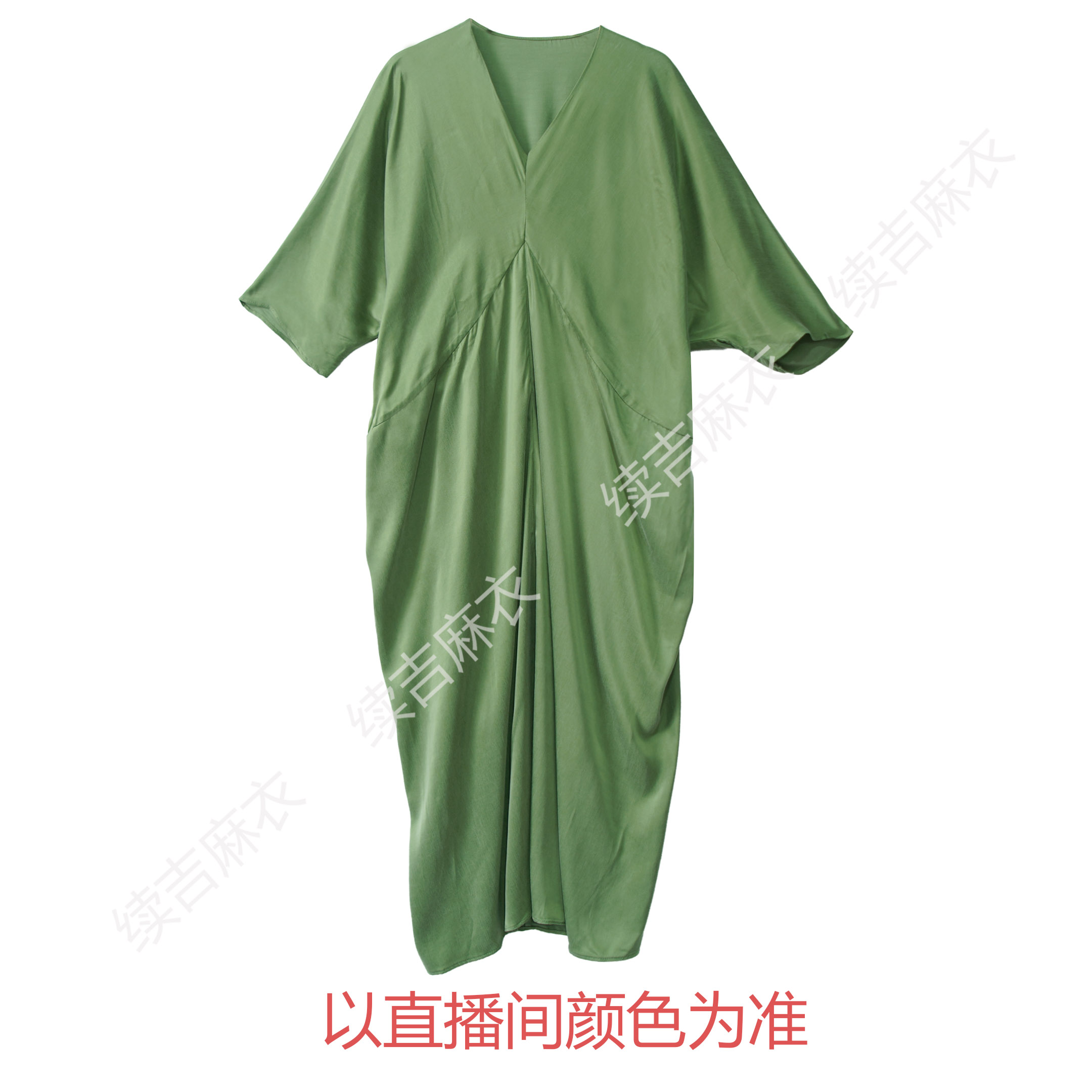 夏-续吉麻衣25-1305【温柔的风】气质V领宽松休闲设计感大袍子