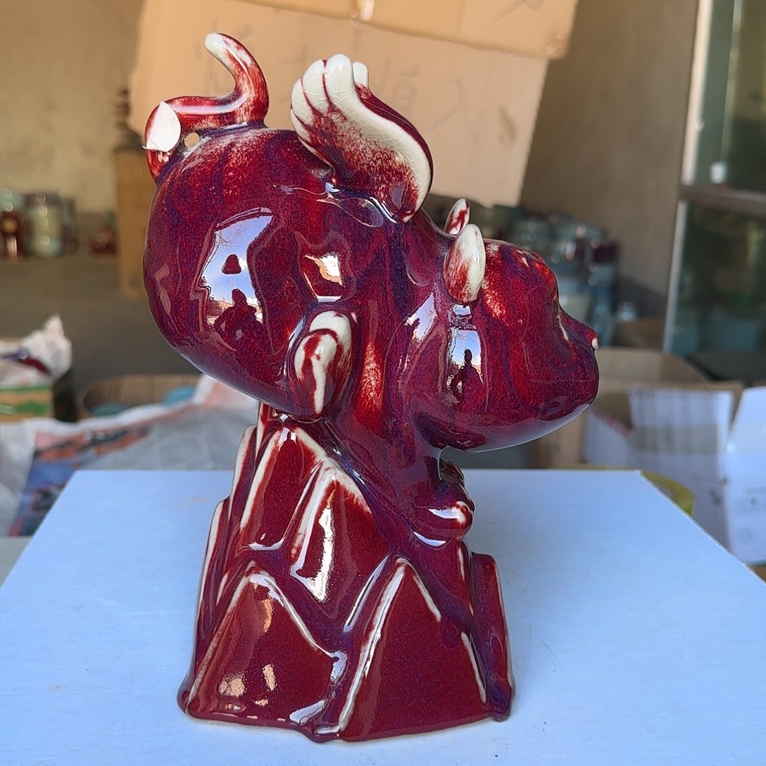 摆件陶郑家钧窑微瑕