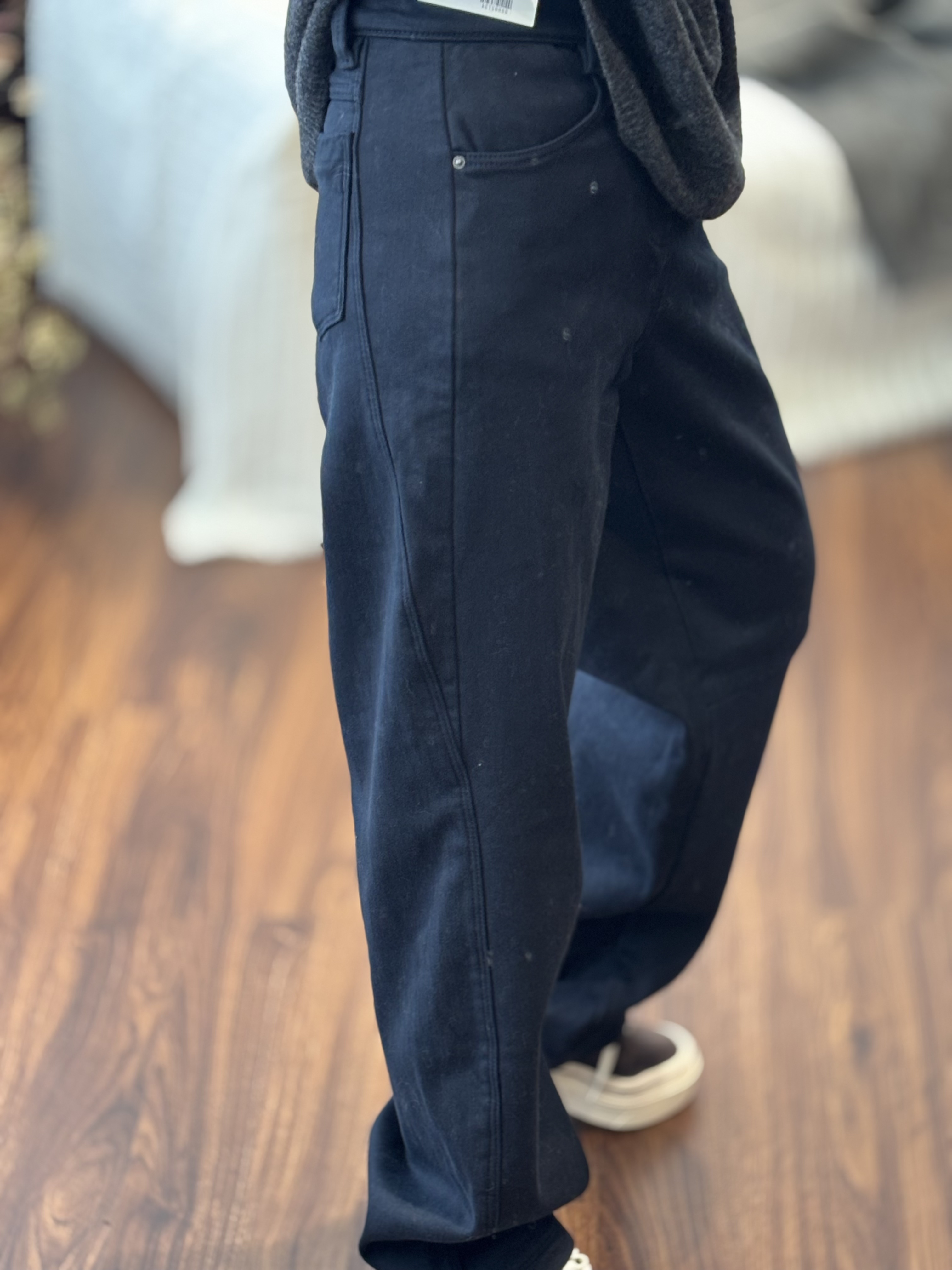 【52768】磨白高腰老钱风休闲风女弯刀裤微弹性感微弹牛仔裤