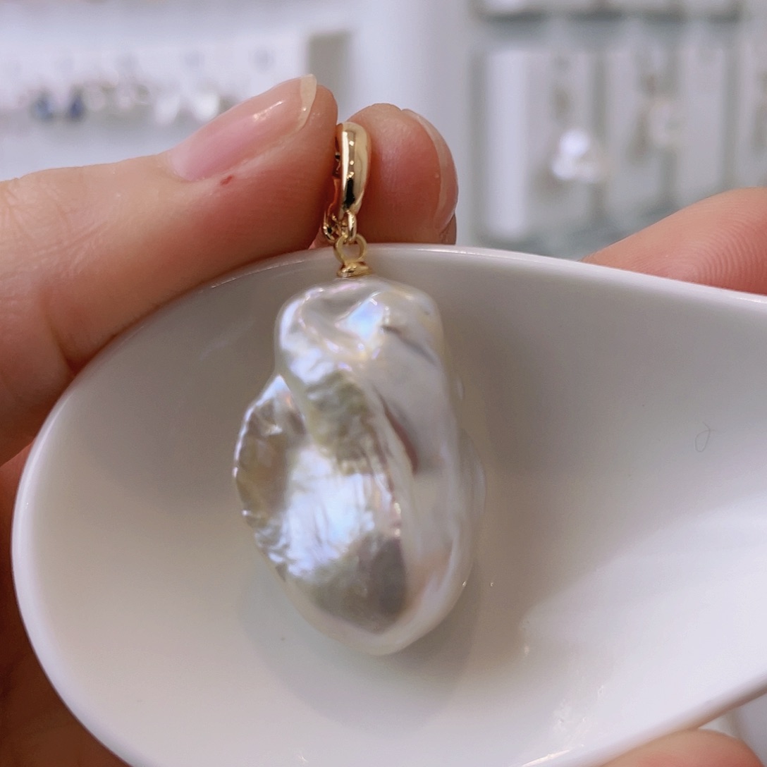 淡水珍珠天然珍珠巴洛克银S925镶嵌