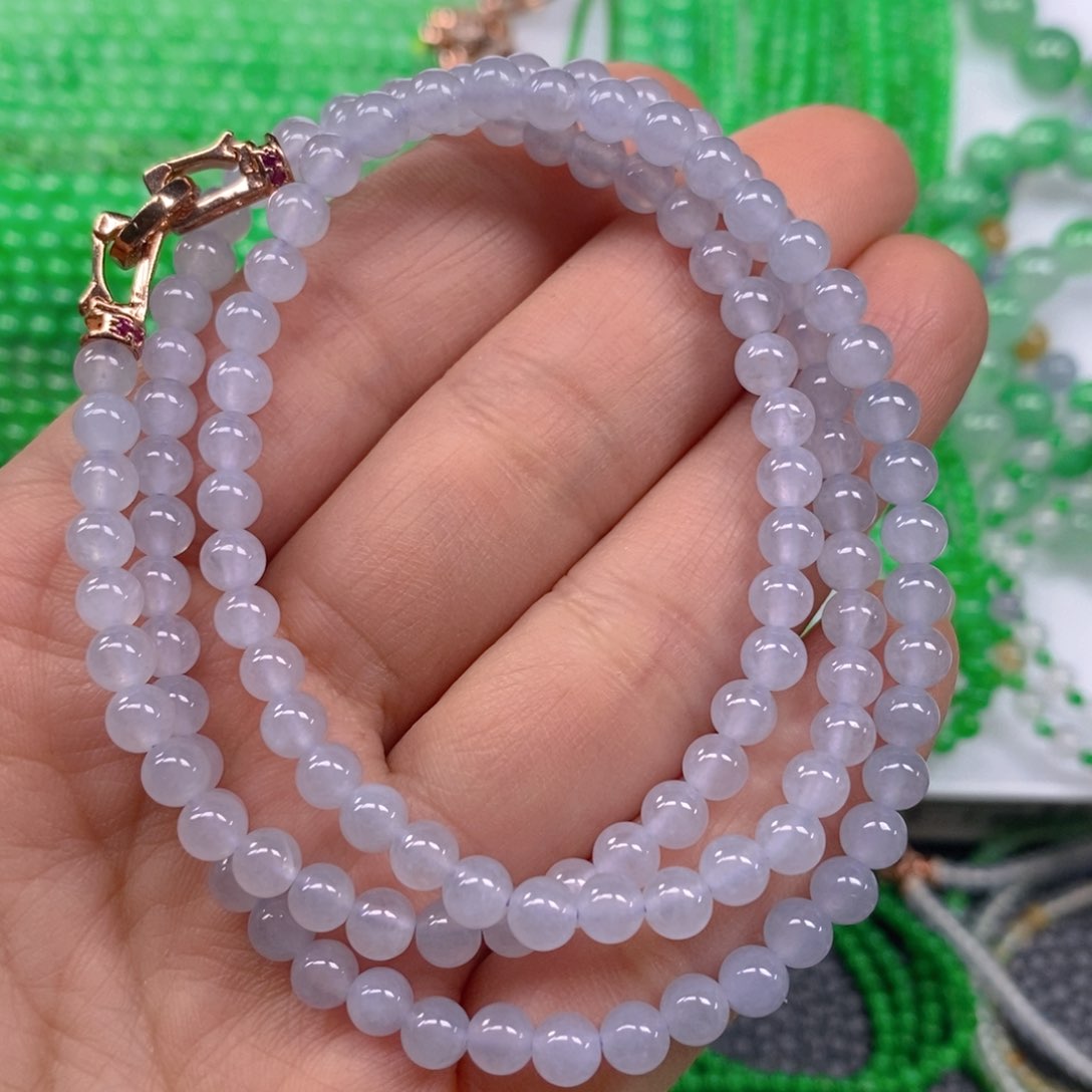 翡翠颈饰未镶嵌冰种紫项链5m' m