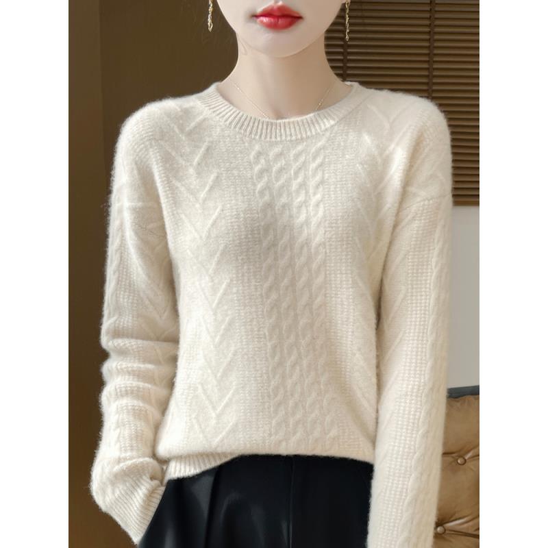 100羊毛圆领简约时尚高端秋冬款羊毛打底衫NJR953