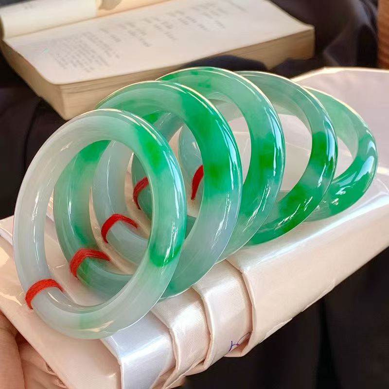 【缅甸拾翡】珠宝奇石天然缅甸翡翠手镯玉镯子冰种圈口测量方法
