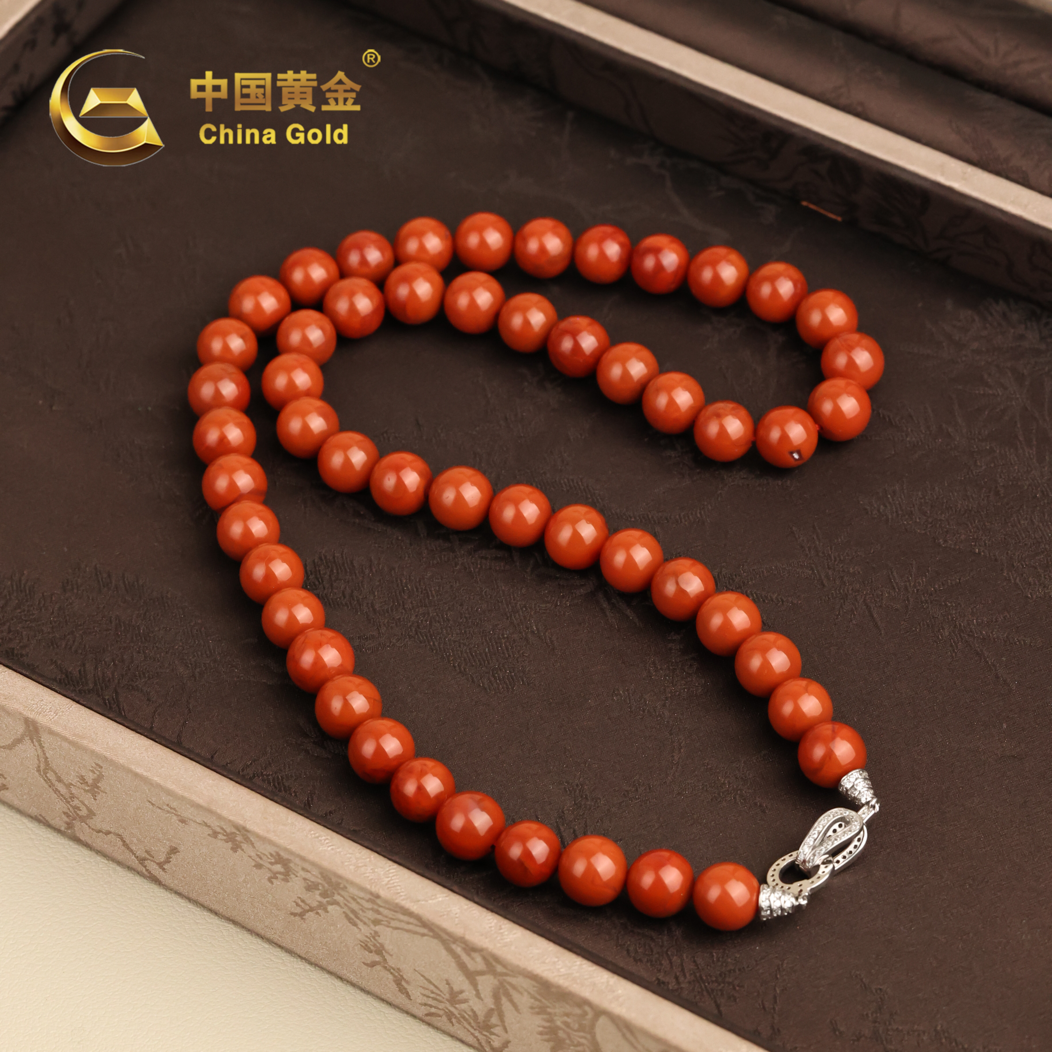 [中国黄金]宏源 | 南红*项链*S925银镶嵌-X3339-L-Y
