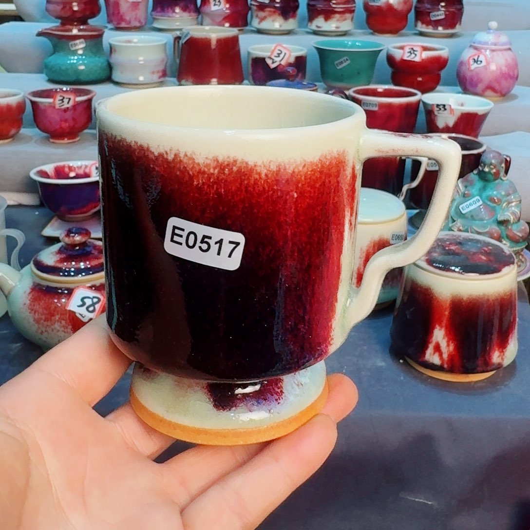 瓷片微瑕钧瓷主人杯摆件工艺品
