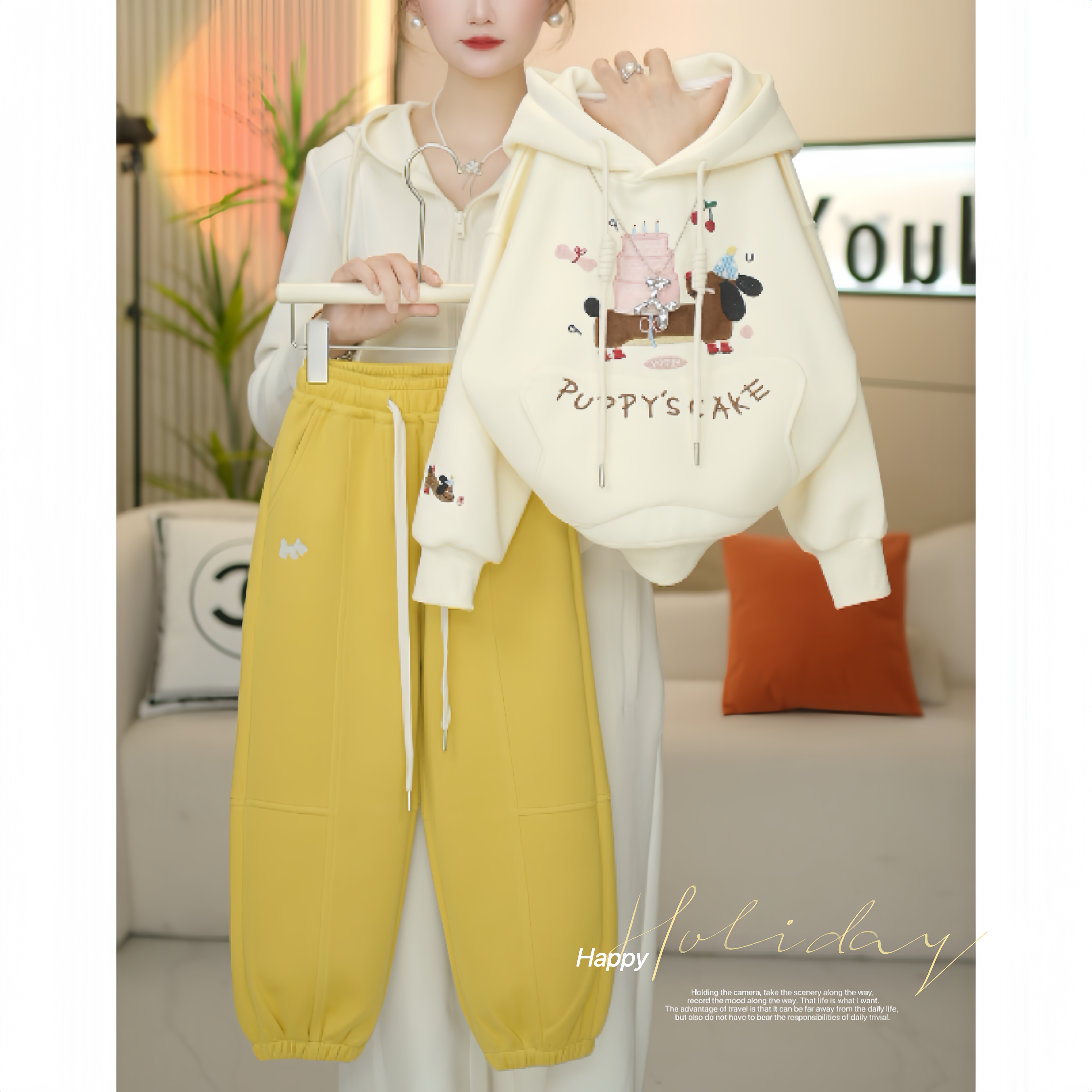 女童2025秋季新款韩版洋气刺绣卫衣+休闲裤子套装-3086