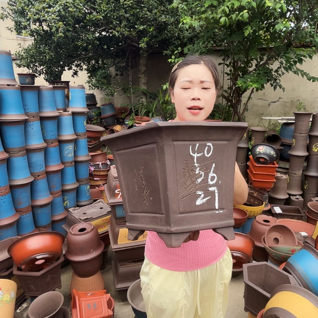 40刻绘六方花盆花盆