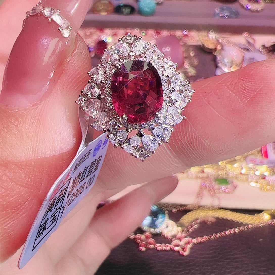 碧玺碧玺戒指银S925镶嵌