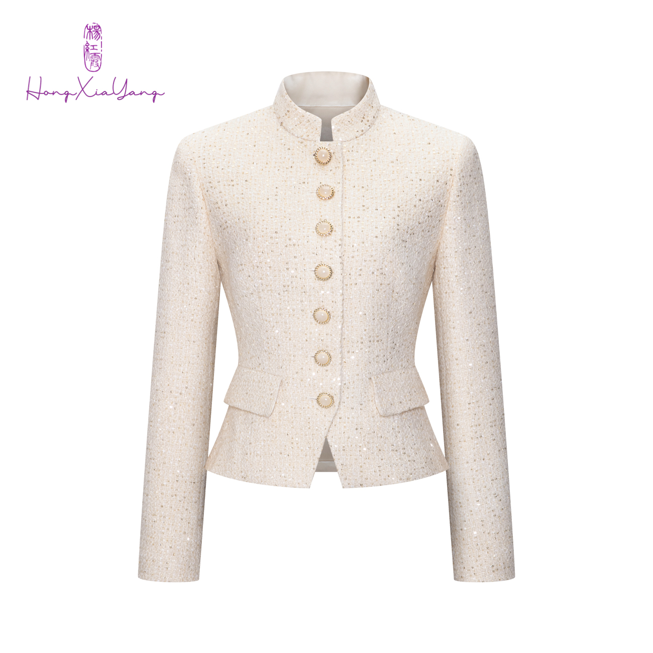 EDFNOT/杨红霞汝意HY小立领收腰优雅上衣HY25326