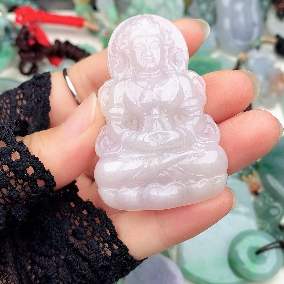 翡翠未镶嵌颈饰度母