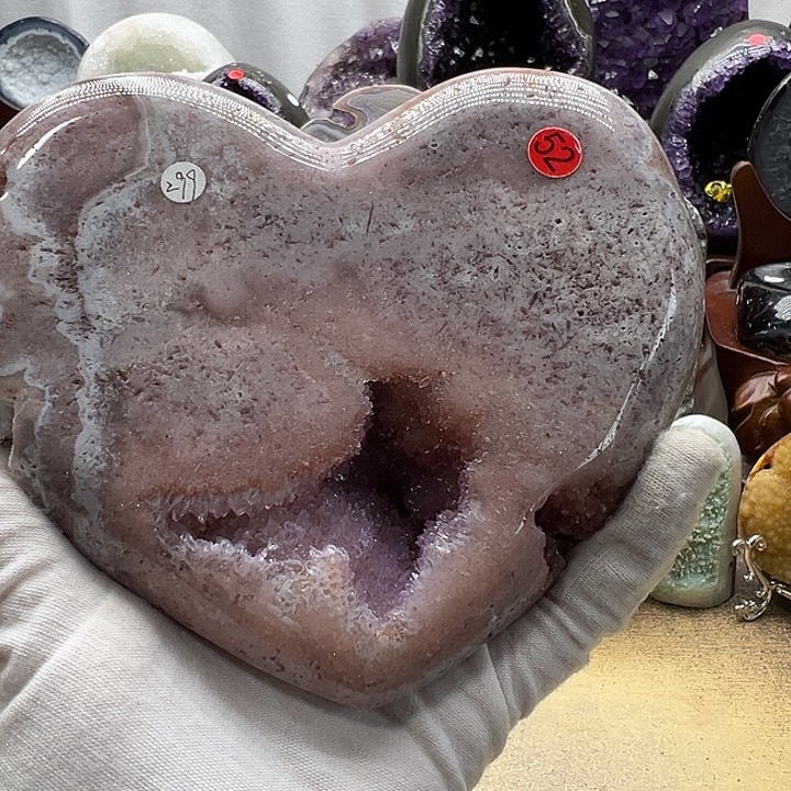 ℳ***࿐水晶珠宝半成品未镶嵌爱心摆件52