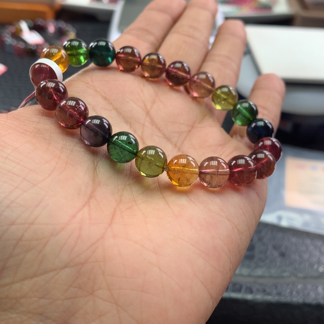 碧玺手链未镶嵌   9mm。      