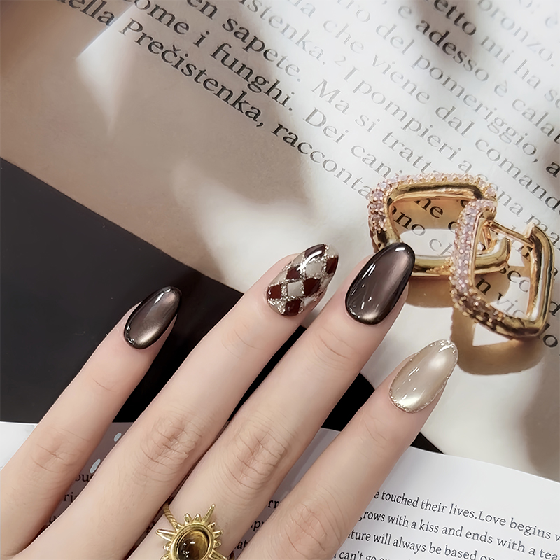 【巴黎晚冬】秋冬猫眼美拉德原创设计师纯手工穿戴甲美甲