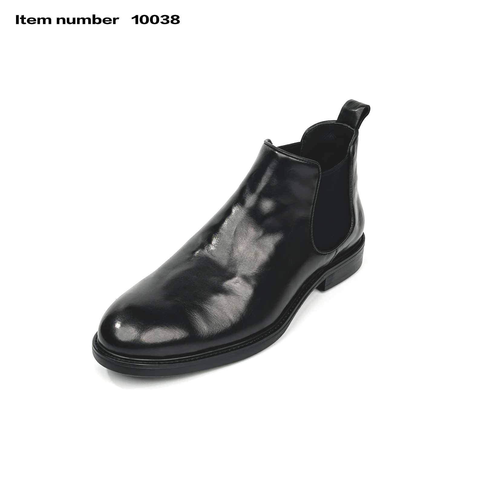 男士切尔西百搭黑色头层牛皮商务休闲光头切尔西男鞋时尚