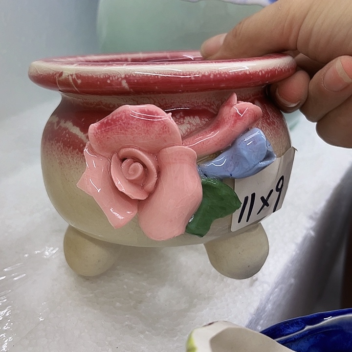 多肉绿植陶瓷花盆9.9包邮，有孔