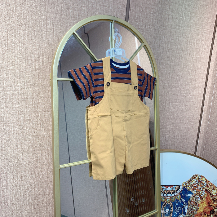 AB344    宝宝咖色背带裙套装  夏款